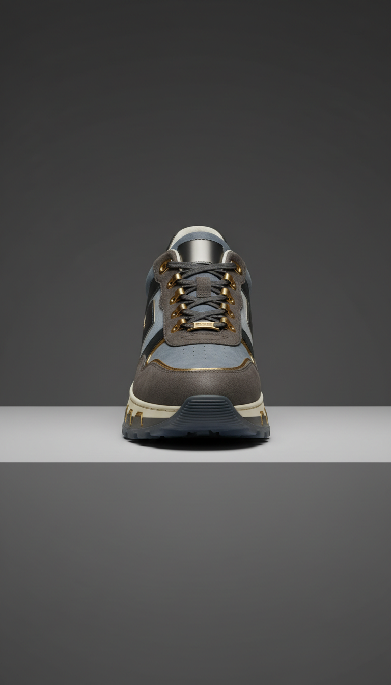 Charcoal Gold Edition leather sneaker